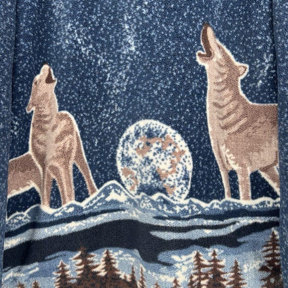 Vintage Fleece Jacket Wolves Moon Outdoor Print 9… - image 9