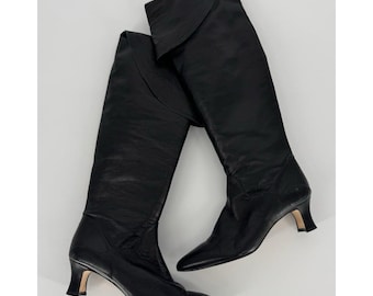 Botas negras vintage para mujer por encima de la rodilla Vera Cruz Made In Spain de piel Talla 6