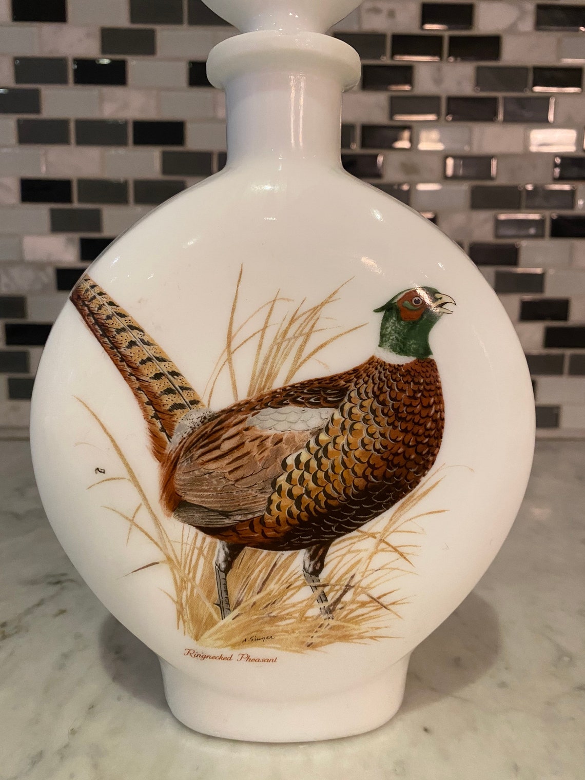 1969 Ringnecked Pheasant Glass Whiskey Decanter Etsy