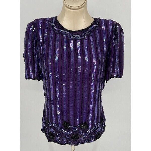 Vintage 00s purple sequin tie up top