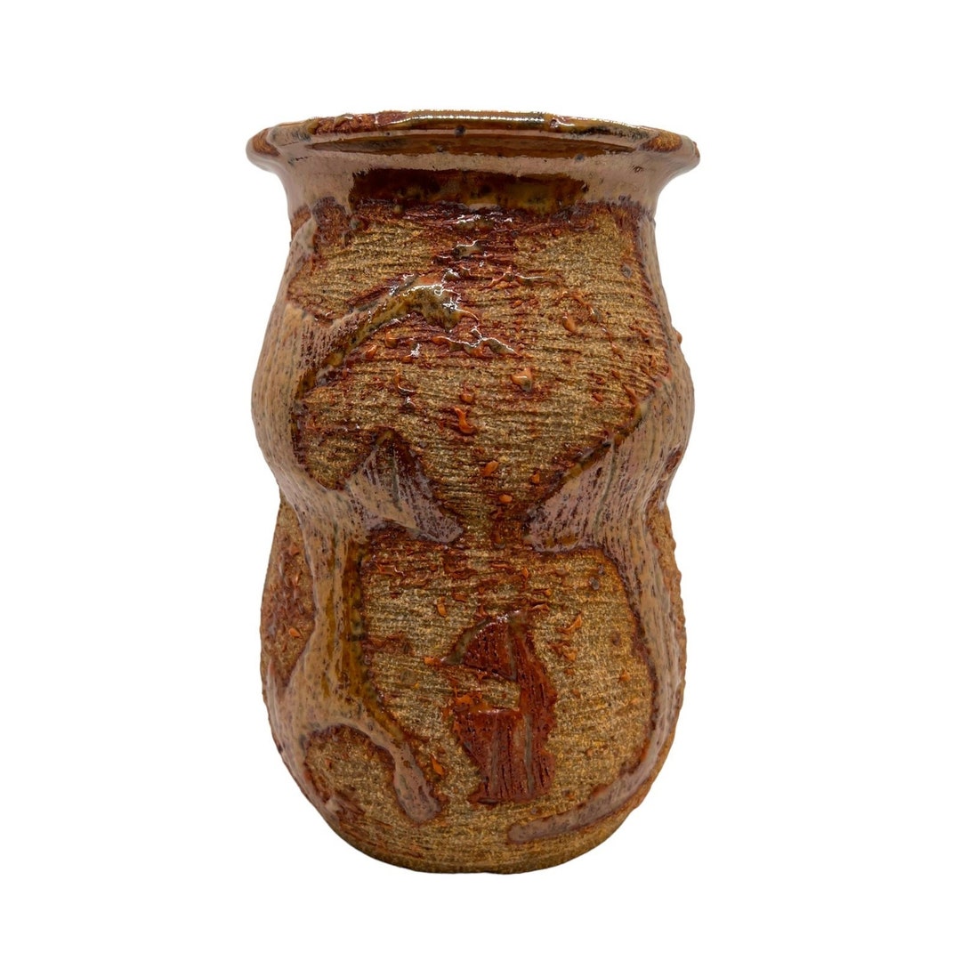 Vintage Studio Art Pottery Stoneware Vase Hand Thrown Glazed Signed - Etsy