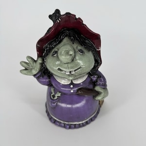 VTG Halloween Witch Handmade Ceramic Painted Figurine Decor 80s Gare Inc Mold