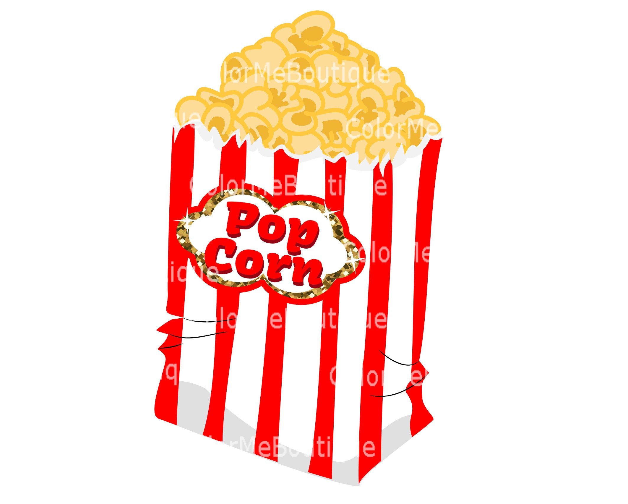 Circus Popcorn w/ Gold Sparkles Clipart Etsy