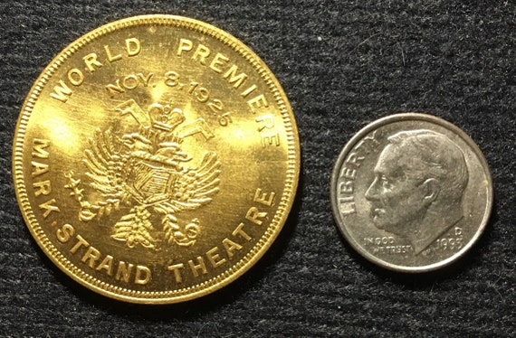 mark strand theater 1925 Rudolph Valentino Movie World Premiere Brass Token
