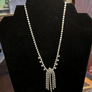 Vintage Art Deco Style Cascading Rhinestone Necklace