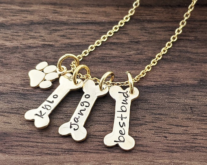 Dog Bone Necklace, Dog Bone Charm, Dog Mom Gift, Dog Paw, Dog Charm Necklace, Dog Lover Necklace, Dog Lover Gift, Animal Lover Gift