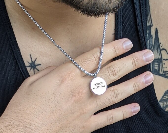 Personalized Cremation Urn Necklace for Ashes Memorial Engraving Custom Necklace Loss of Dog Gift Jewelry for Human or Dog Pets Ashes