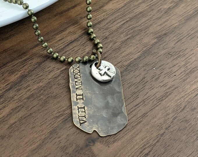 Personalized Mens Necklace, Personalized Dog Tag Necklace, Cross Necklace, Mens Dog Tag Necklace, Custom Mens Jewelry, Mens Gifts