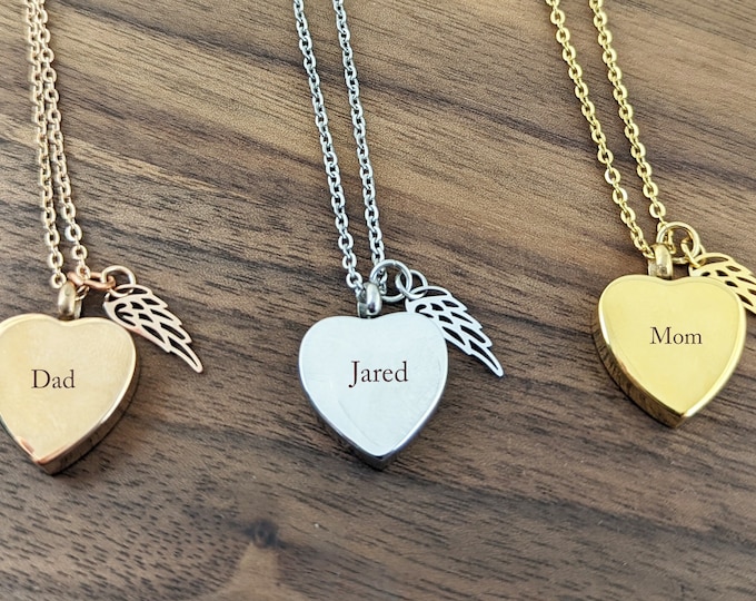 Personalized Cremation Necklace, Funeral and Remembrance Gifts, Heart Cremation Pendant, Urn Necklace For Ashes, Cremation Necklace