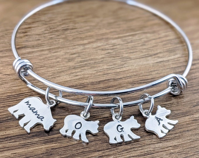 Mama Bear, Baby Bear Bracelet - Mama Bear Jewelry - Bear Cubs Bracelet - Bear Cub Jewelry - Mothers Bracelet - Mom Bracelet - Daughter Gift