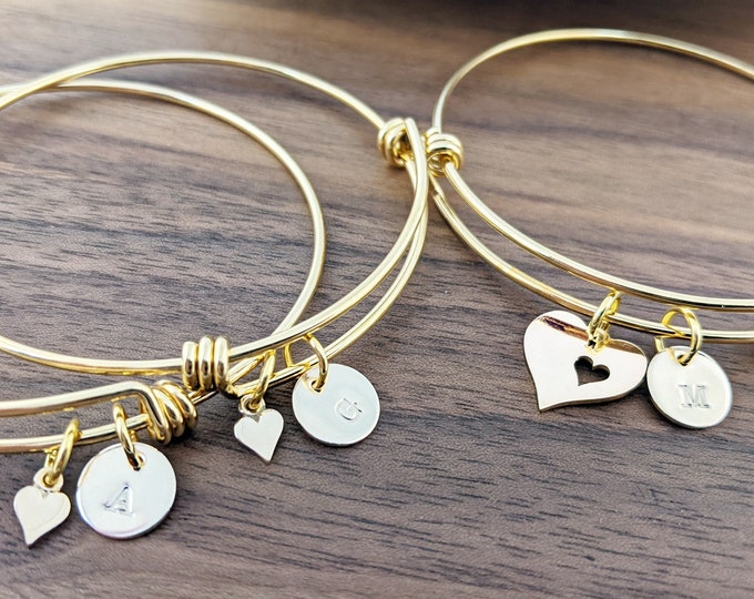 Bracelet Set, Mother Daughter Gift, Mother Daughter Bracelet, Gold Initial Bracelet, Mother Daughter Jewelry, Mothers Day from Daughter