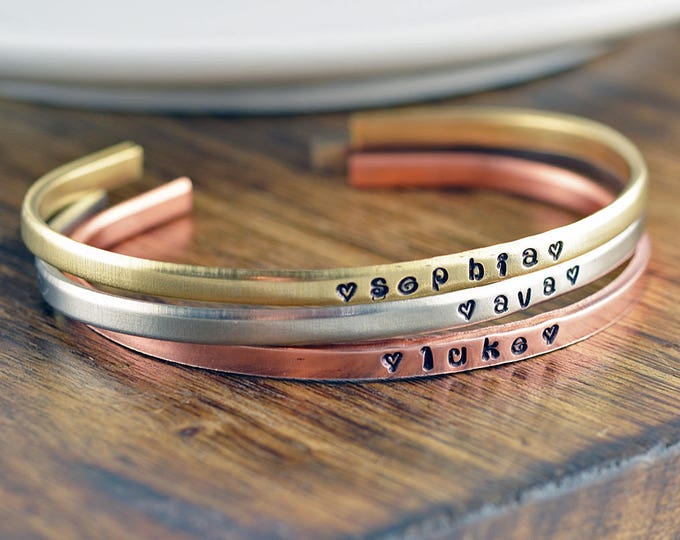 Personalized Name Bracelet, Gift for Mom, Children's name Bracelet, Custom Name Bracelet, Personalized Cuff Bracelet, Mothers Day Gift