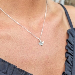 Honey Bee Necklace, Bee Necklace, Sterling Silver, Bee Necklace for Women, Bumble Bee Necklace