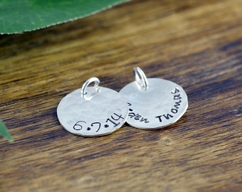 Charm in argento Sterling nome, nome personalizzato, aggiungere un fascino, mano argento timbrato disco