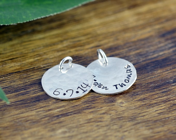 Sterling Silver Name Charm, Personalized Name, Add A Charm, Hand Stamped Sterling Silver Disc