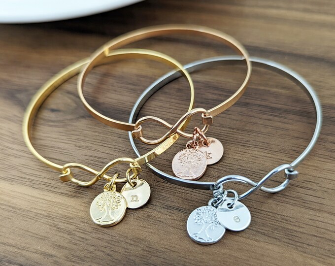 Infinity Bracelet, Mothers Day Gift, Personalized Gift for Mom, Family Tree Gift, Family Tree Bracelet, Initial Jewelry