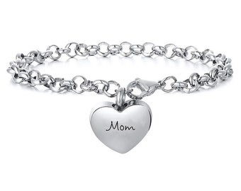 Pulsera de cremación personalizada, joyería de cremación, joyería de cenizas, pulsera de cremación en forma de corazón, pulsera de urna para cenizas, pulsera de urna funeraria