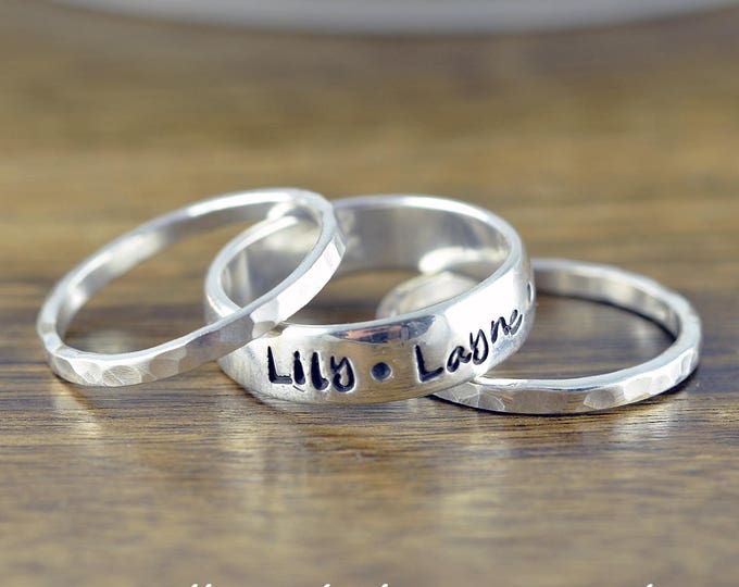 Mothers Stackable Rings - Personalized Stacking Ring - Gift for Mom -  Name Rings  - Mothers Jewelry - Mothers Ring - Mom Ring