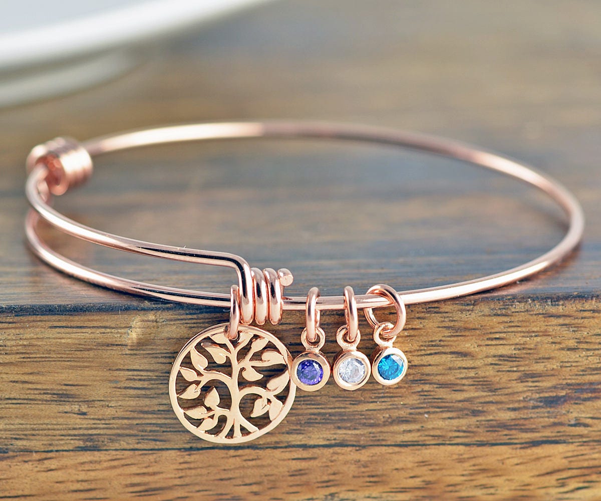 gold family birthstone bracelet