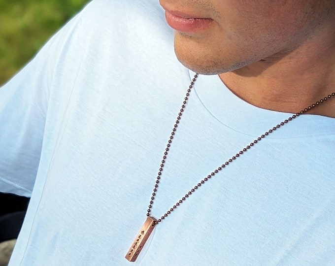 personalized copper necklace - copper bar necklace - gift for him - mens jewelry - men's bar necklace - copper anniversary - boyfriend gift