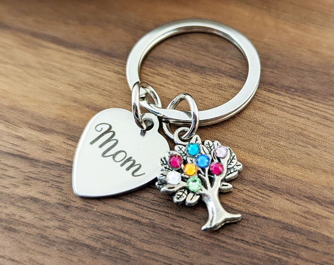 Personalized Mom Gifts - Gifts for Mom -Mothers Day Gift - Birthstone Keychain - Grandma's Keychain - Mothers Keychain