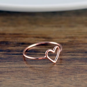 Valentine's Day Gift, Rose Gold Heart Ring, Heart Ring, Rose Gold Jewelry, Stacking Rings, Birthday Gifts for Her