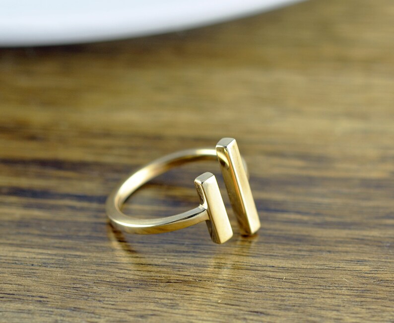 Parallel Bar Ring Gold Ring Parallel Ring Long Bar Ring Etsy