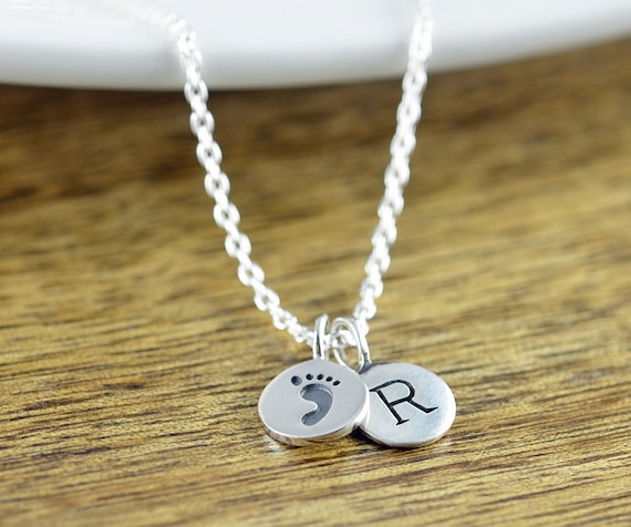 Baby Footprint Necklace New Mom Gift Sterling Silver Charm