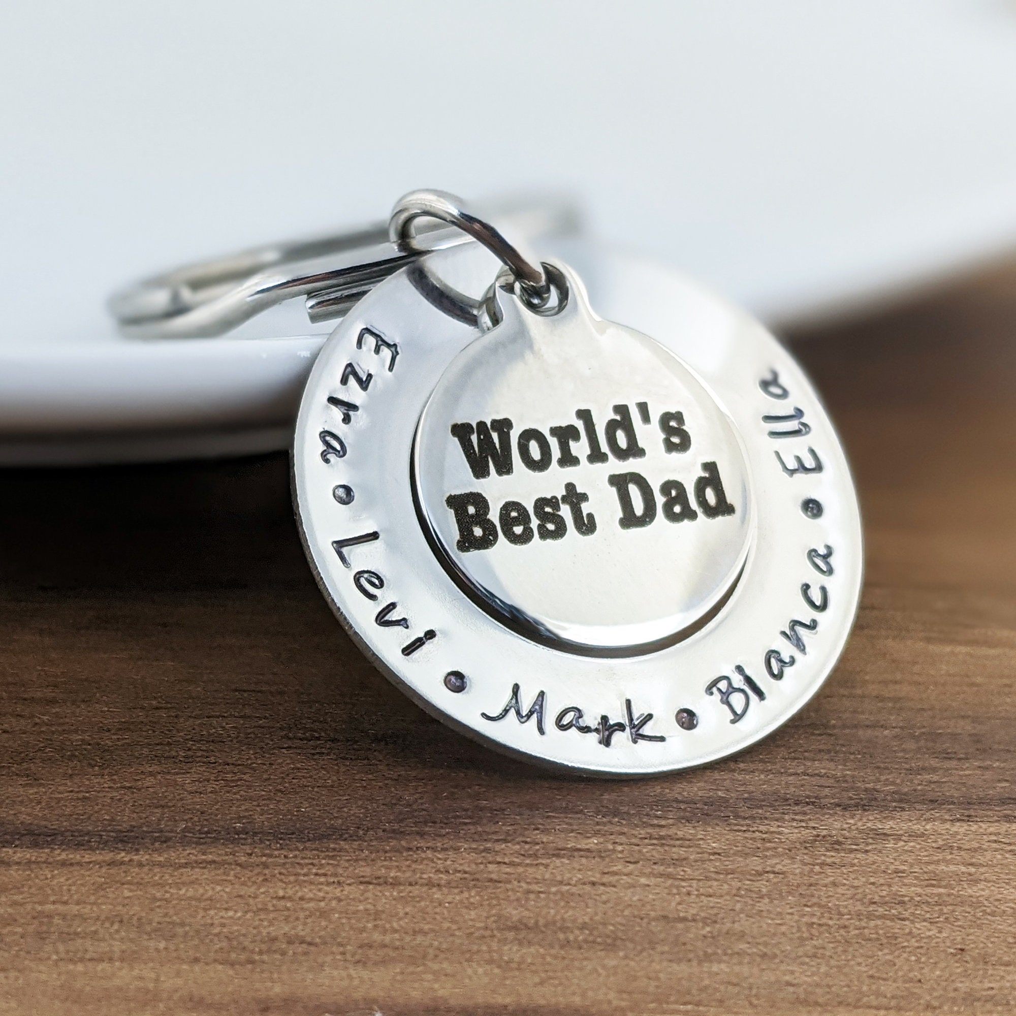 Worlds Best Dad Keychain Personalized Father's Day Gift Etsy