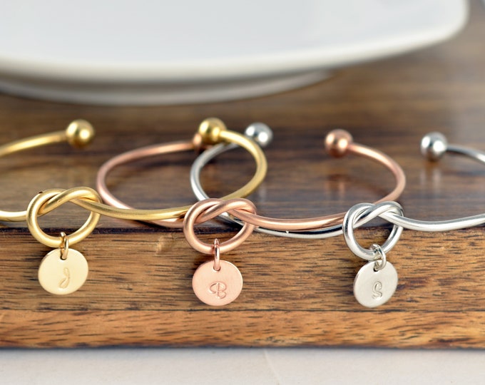 Knot Bracelet Cuff Bracelets Personalized Gift For Mom From Daughter Gift For Mom, Sterling Silver, Gold, Rose Gold, Knot Bracelet Women