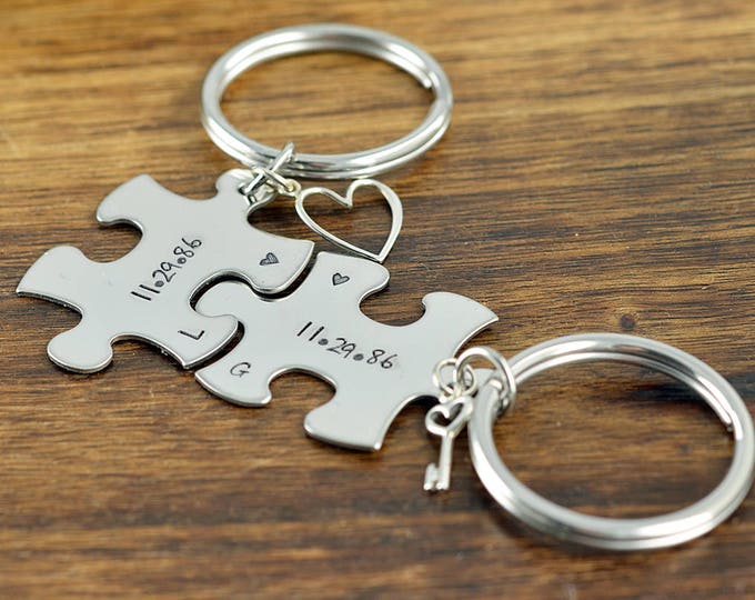Puzzle Keychain, Puzzle Piece Keychain, GIft for Couples, Couples Gift, His and Hers Key Chains, Couples Anniversary, Valentines for Couples
