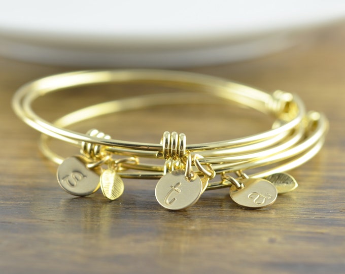 Gold Initial Bracelet - Personalized Initial Bracelet - Personalized Hand Stamped Bracelet - Bridesmaid Gift - Bridesmaid Jewelry