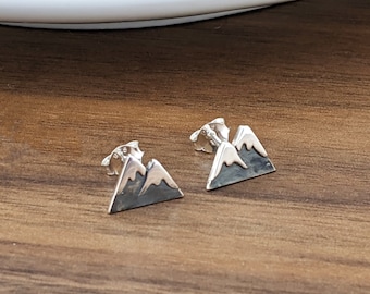 Mountain Earrings Stud, Sterling Silver Mountain Earrings, Outdoor Lover Gift