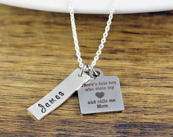 There's this boy who stole my heart he calls me mom necklace / Mother and Son Gift, Mothers Jewelry, Mothers Day Gift, Gifts for Mom