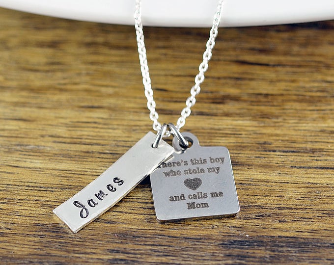There's this boy who stole my heart he calls me mom necklace / Mother and Son Gift, Mothers Jewelry, Mothers Day Gift, Gifts for Mom
