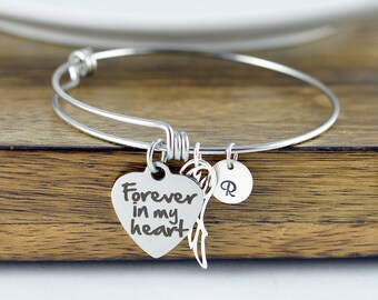 Forever in my heart, personalized bracelet, remembrance jewelry, remembrance bracelet, memorial bracelet, memorial jewelry, sympathy gift