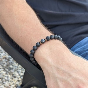 Mens Bracelet, Jewelry for Men, Lava Bead Bracelet, Urn for Ashes, Mens Lava Beaded Bracelet, Black Beaded Bracelet