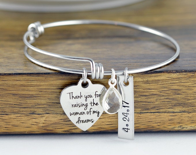 thank you for raising the woman of my dreams, gift for mother in law to be, mother of the bride gift from groom, wedding gift jewelry