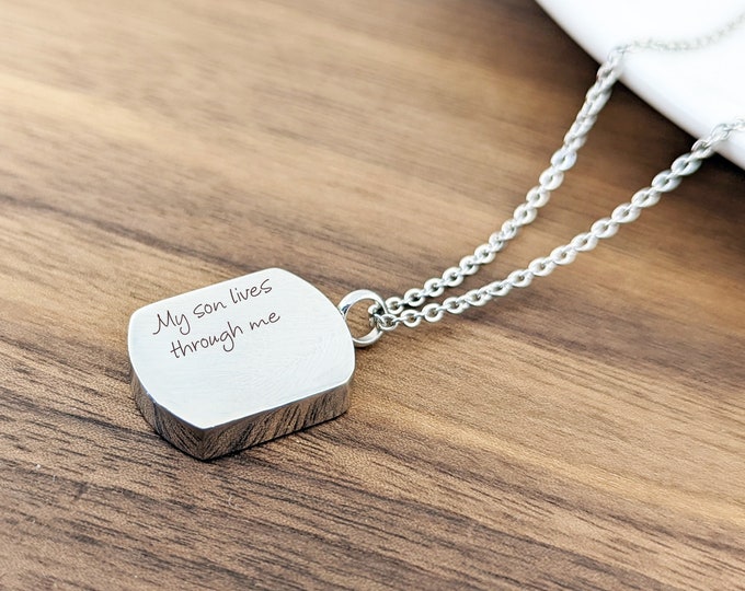 I Carry You In My Heart, Cremation Jewelry, Cremation Necklace, Urn Necklace For Ashes, Cremation Necklace, Cremation Keepsake, Gift for Men