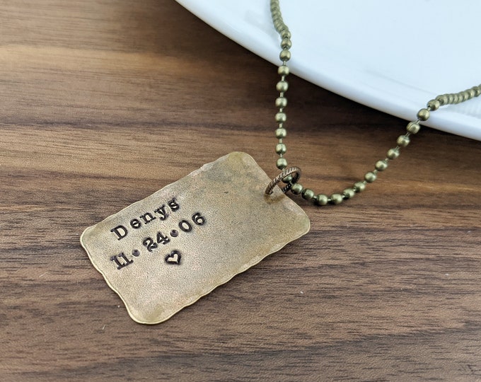 mens dog tag necklace - hand stamped tag necklace - personalized mens necklace - mens necklace - mens jewelry - boyfriend gift - mens gift
