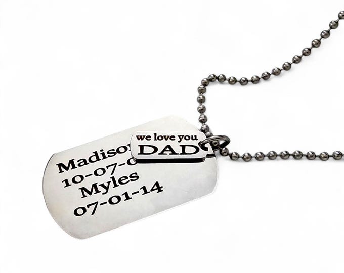 Dog Tags Custom, Gift for Dad, Personalized Father's Necklace, Father's day gift, Dad Necklace, Mens Necklace, Mens Personalized Necklace