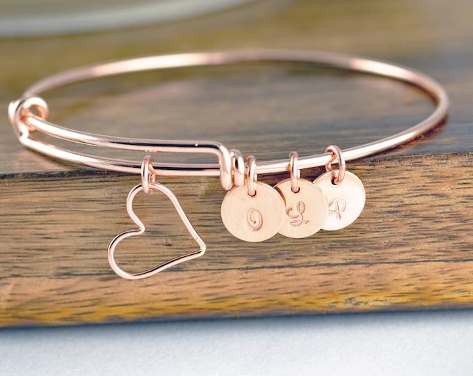 Rose Gold Initial Bracelet, Birthday Gift for Mom, Mother's Bracelet, Grandma Bracelet, Gift for Grandma, Mothers Day Jewelry