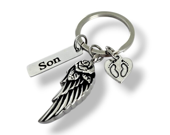 Personalized Memorial Keychain, Angel Wing Keychain, Remembrance Keychain, In Memory Of, Grief Gift, Sympathy Gift, Loss of Baby, Child