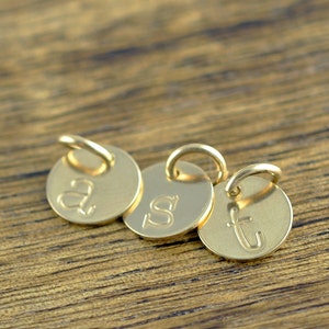 Gold Initial Charm, Personalized Initial, Add A Charm, Hand Stamped 14 kt Gold Filled Initial Disc, Gold Filled Letter