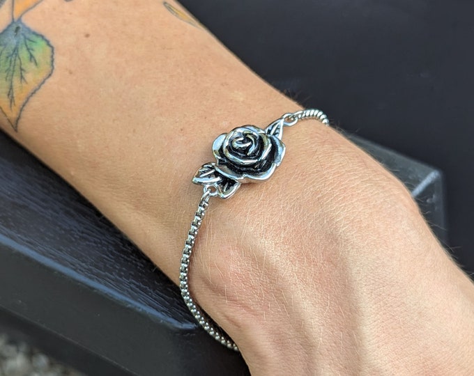 Rose Flower Urn Bracelet For Loved Ones Ashes Cremation Keepsake Bracelet Memorial Jewelry Gift For Women