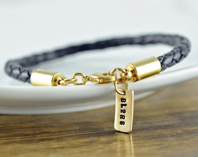 Personalized Mens Leather Bracelet - Custom Initial Bracelet - Custom Leather Bracelet - Mens Bracelet - Mens Leather Bracelet - Mens Gift