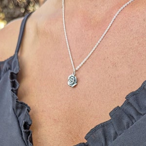 Valentines Day Gift for Her, Sterling Silver Rose Necklace, Rose Flower Necklace, Sterling Silver Rose Charm, Flower Jewelry