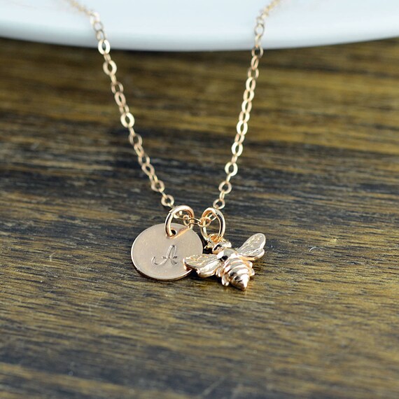 bumble bee necklace rose gold
