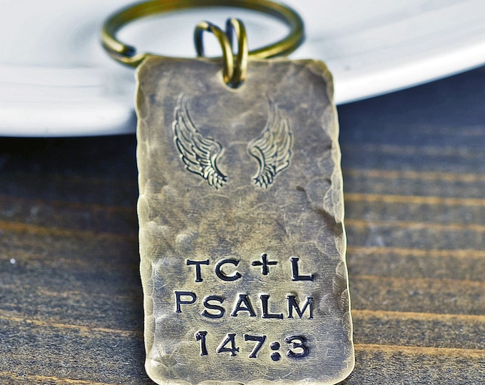 Memorial keychain, Remembrance keychain, Bereavement Keychain, personalized Keychain for him, Men's Keychain, Bible Verse Keychain