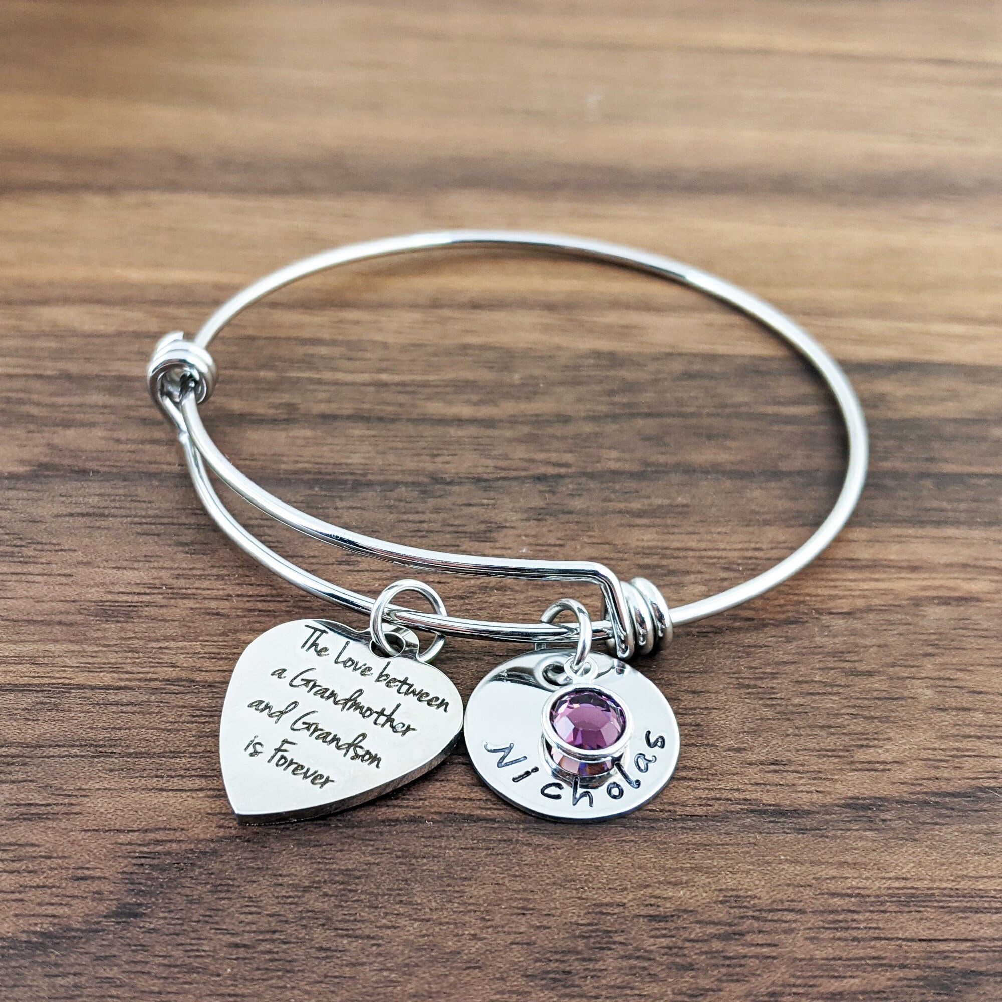 Grandma to Be Stainless Steel Expandable Charm Bracelet Handmade in USA Wire Bangle Gift Trendy Stacking